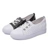 Shallow Mouth White Shoes Women's 2025 Spring and Summer Thin Breathable Lace-up Thick Sole Heightening Leather Surface Low-top Casual Board Shoes