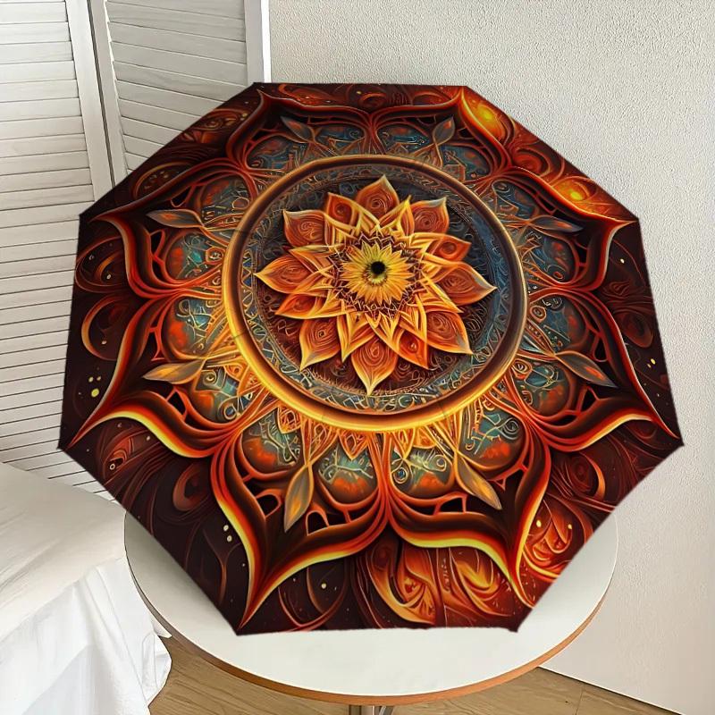 1pc Mandala Artwork Automatic Open/Close Umbrella, Folding Compact Umbrella with Lightweight Design for Women/Men yy251028242