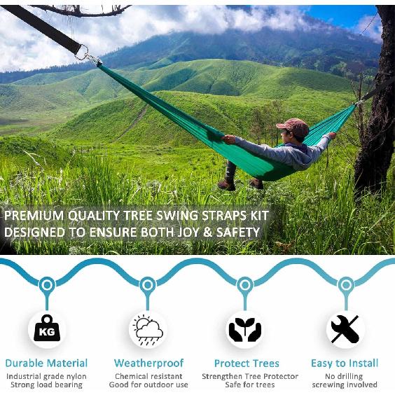 Tree Swing Straps Hanging Kit 3FT/8FT/15FT/20FT/25FT, Extra Long Tree Swing Straps Holds 5500 Lbs with Lock Carabiners & Tree Protectors, Safer for
