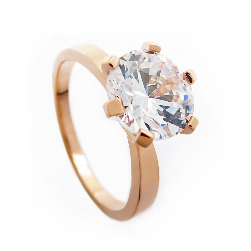 Fashion Classic High Simulation Six-claw Ring Personality Ladies Zircon Single Diamond Ring Jewelry
