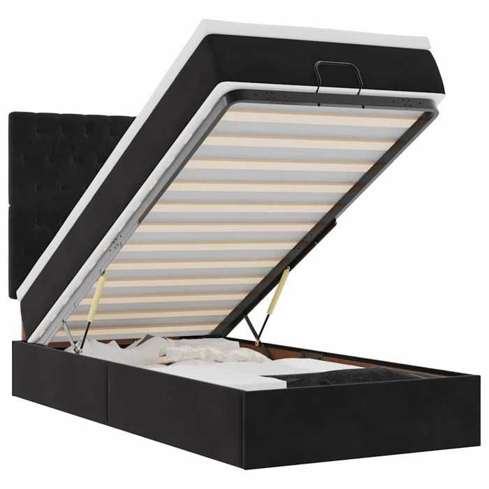 Maison Exclusive - Cadre de lit ottoman avec matelas noir 90x200 cm velours