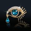 Women Brooch Blue Sparkling Rhinestones Angel Teardrop Shape Lapel Pin Suits Coats Bags Scarves Badge Versatile Accessory