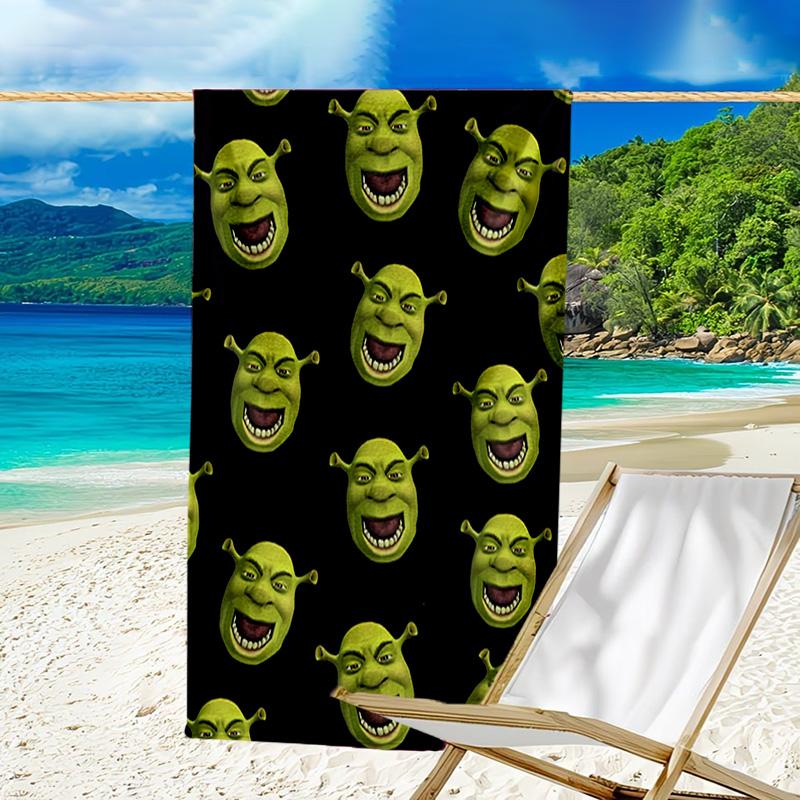 1pc Shrek4 Beach Towel, Beach and Seaside Swimming Pool Equipment, Fashion Pattern, Rectangular, Travel Essentials