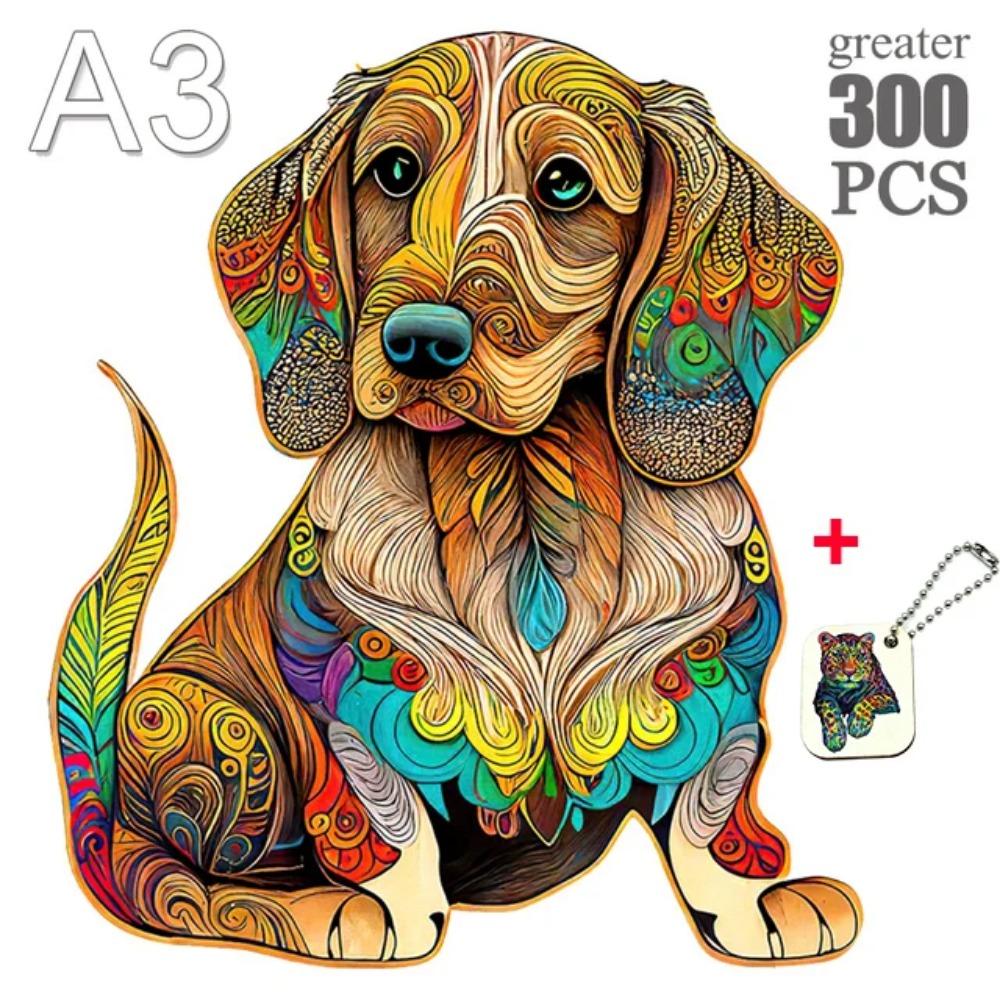Wooden Puzzle Adult Kids Jigsaw Puzzles Puppy Dog 3D Animal Puzzles Boutique Gift Box Packaging Children Christmas Gifts Toys