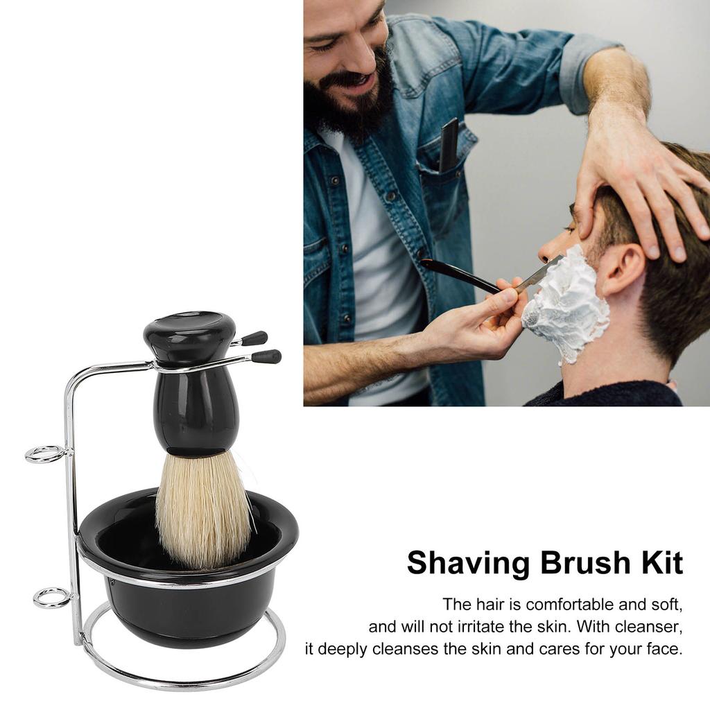 3-teiliges professionelles manuelles Rasierpinsel-Set Bartrasierpinsel Schale Sicherheitsrasierständer-Set