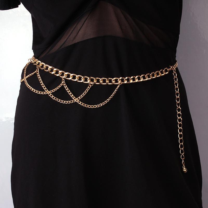 

Hip Hop Metal Chain Waist Belt With Round Pendant For Women Summer Fashion Accessory золотой