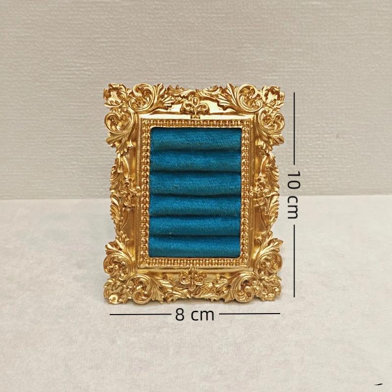 Retro Square Ring Earring Display Stand Jewelry Showcase Storage Tray Shop Window Decoration Photography Background Props