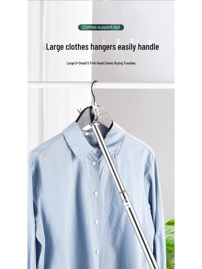 Extra Thick 304 Stainless Steel Retractable Clothes Drying Rod and Hanger for Household Use