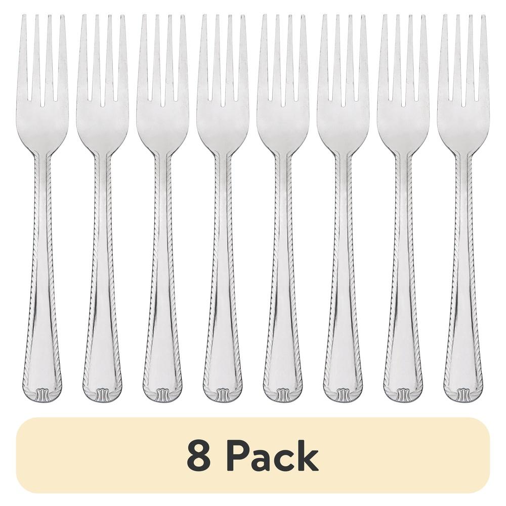 Silver Stainless Steel Lace Dinner Fork Set 4 Count Ergonomic Design Dishwasher Safe Durable Utensils Kitchen Flatware Ideal