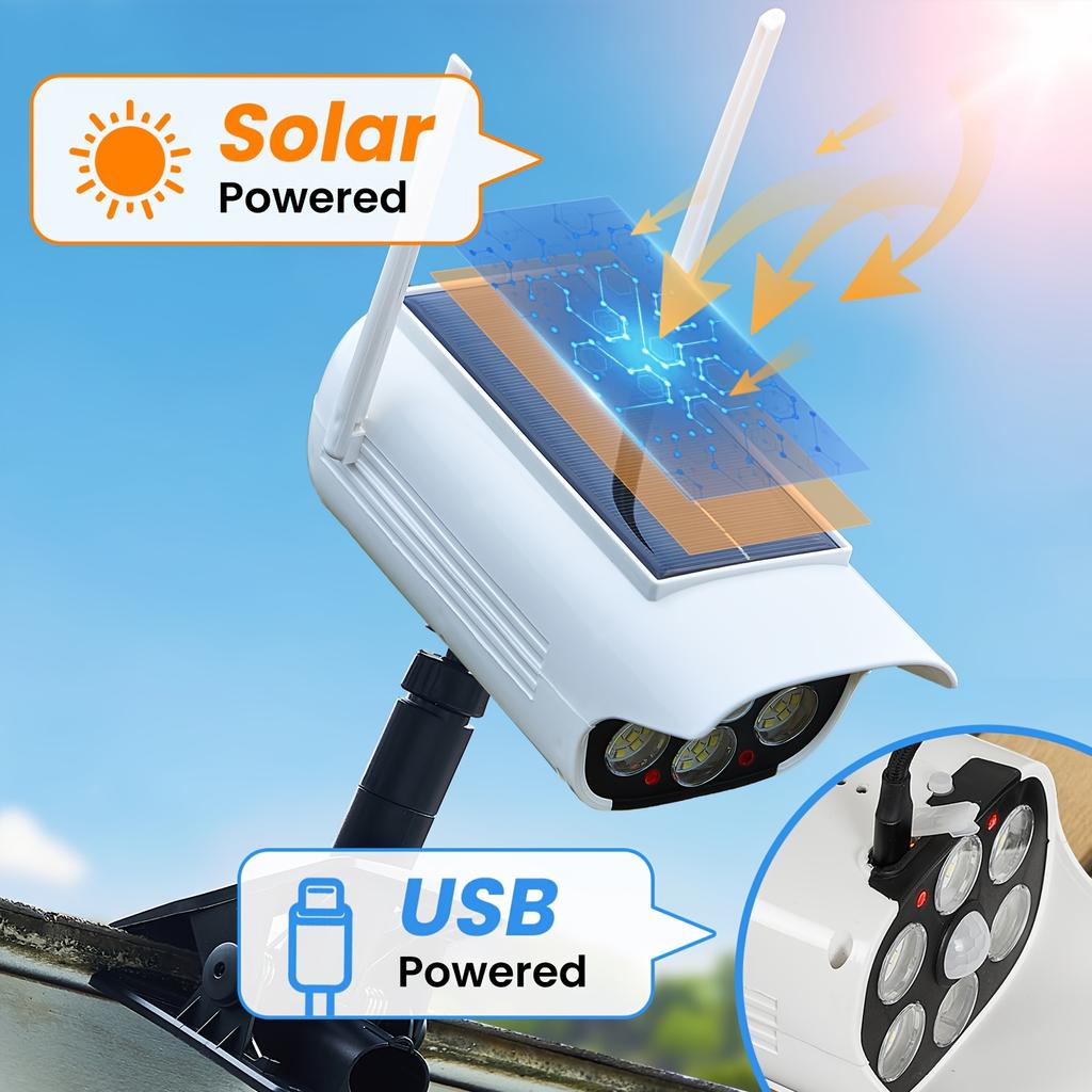 Solar Lights Outdoor Motion Sensor Garden Wall Fence Clip On Light LED Dummy Decoy Fake Security Camera Yard Sensing Lamp