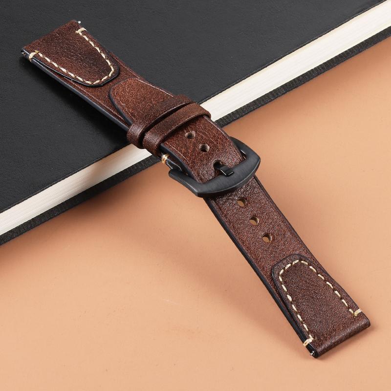 Bracelet de Montre Vintage en Cuir de Vache 18mm 20mm 22mm Bracelet en Cuir Bracelet Sport Libération Rapide pour Remplacement de Bracelet Seiko