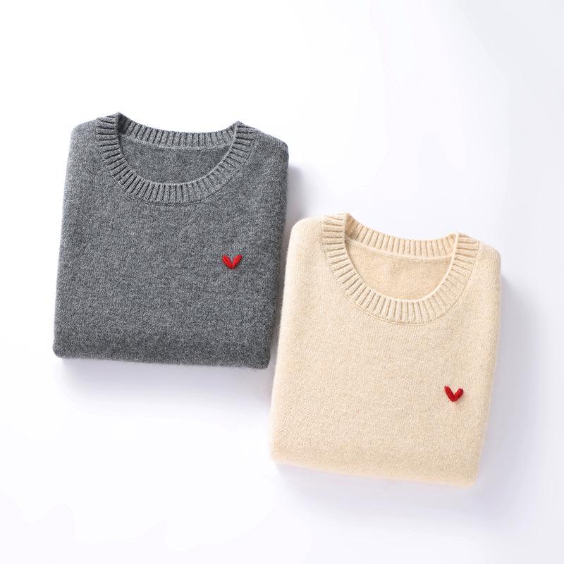 Autumn/Winter Heart Embroidery Cashmere Sleeveless Vest Pullover