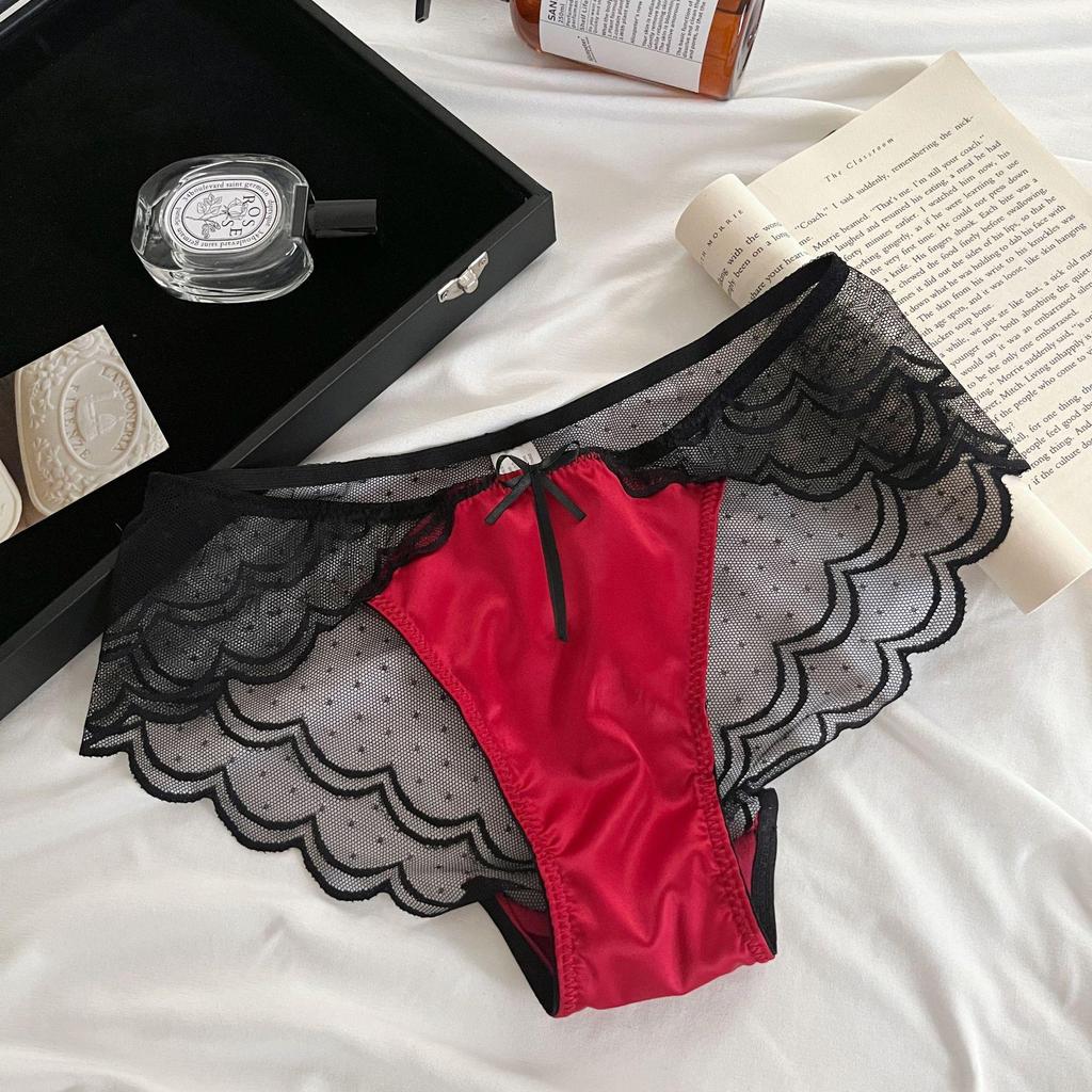 Misty City Night: Luxury Satin Lace High-Cut Panties with Pure Cotton Crotch