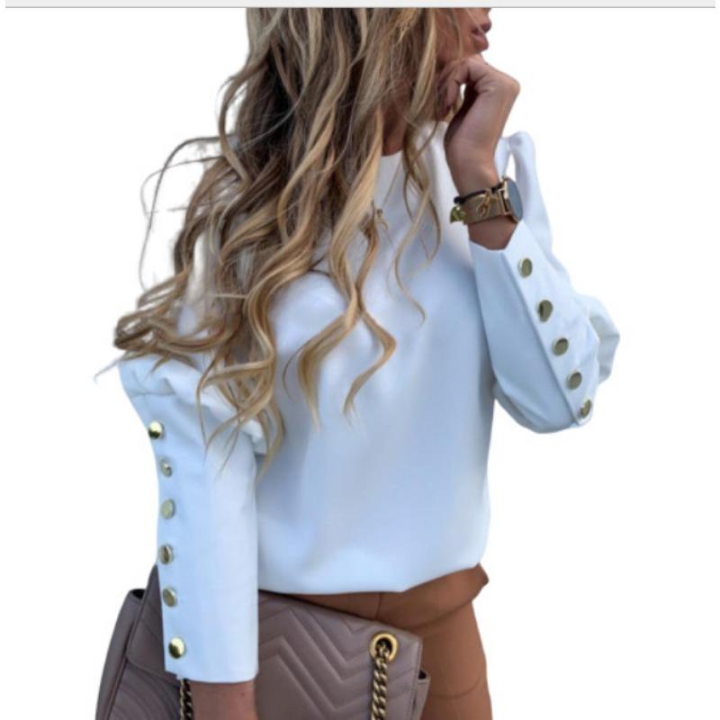 JPNTKY Women's Fashion Casual Long Sleeve O-Neck Blouses & Shirts Unique Design