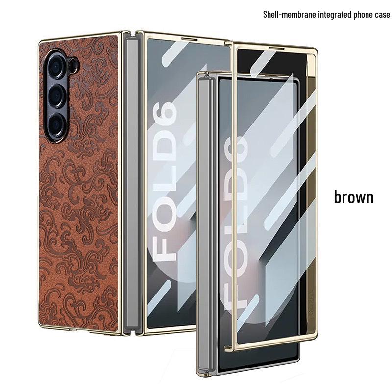 

Samsung Z Fold6 Гальванизированный Легкий Кожаный Чехол - Модный Ретро Чехол для Z Fold5 со Встроенной Пленкой Samsung Z Fold 6
