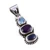 Přírodní africký ametyst, kyanit 925 masivní stříbro přívěsek 1,25'' h7z84
