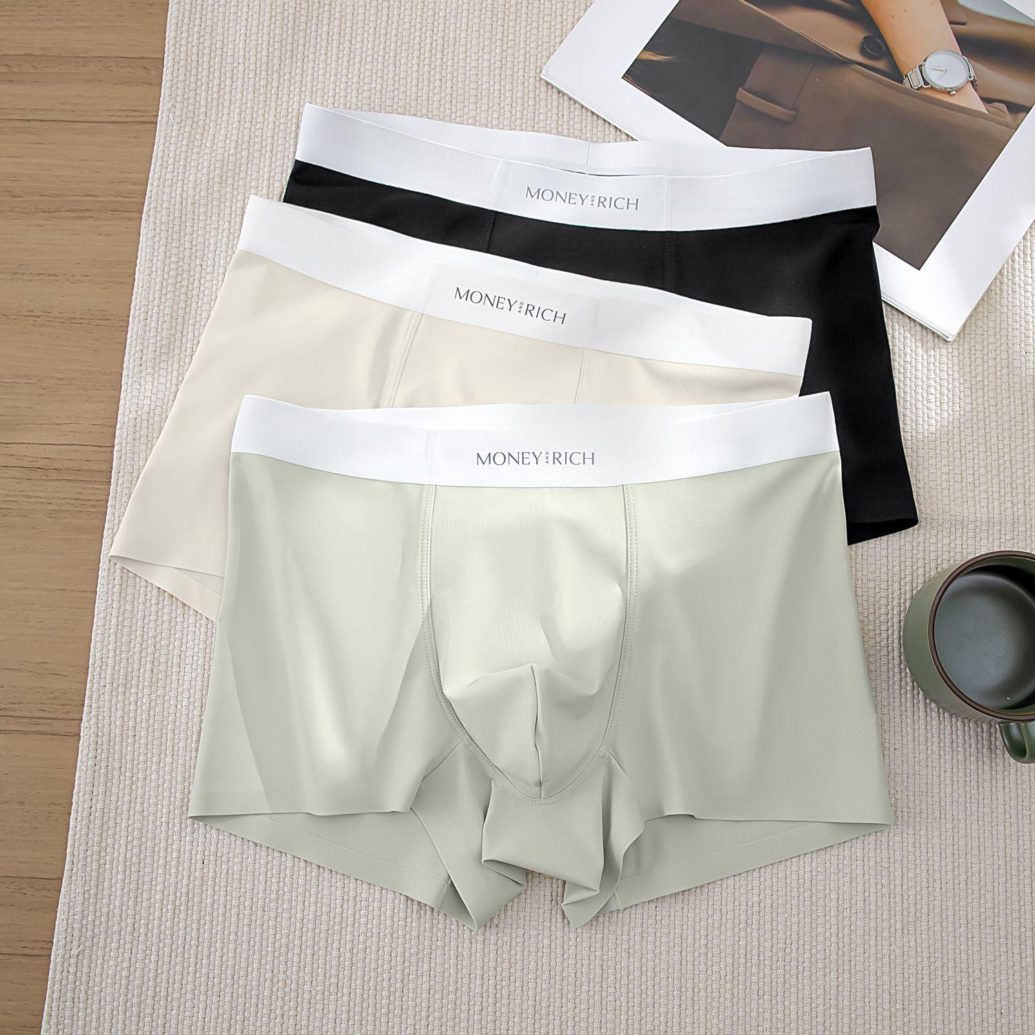 

3 шт. Мужское бесшовное нижнее белье Легкие и дышащие боксеры-шорты с квадратными штанинами Летние однотонные простые мужские шорты с плоскими штанинами 3XL