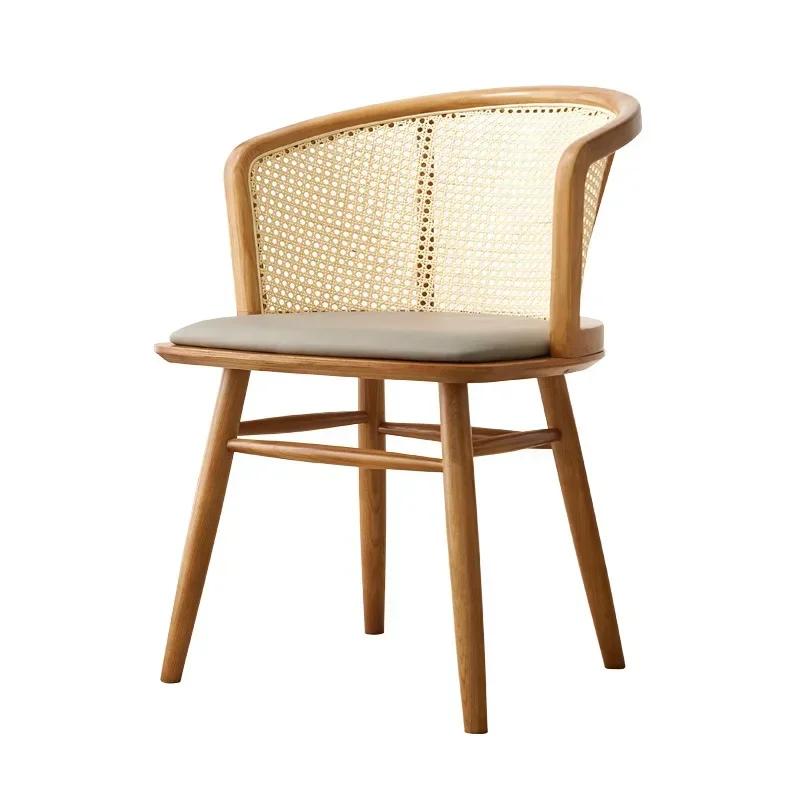 Nordic Light Luxury Vine Weaving Japanese Homestay Home Backrest Armrest Retro Style Quiet Wind Hotel Soft Bag Chair