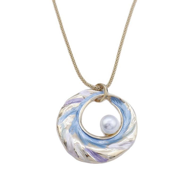 New Enamel Color Hollow Ring Pendant, Women's Creative Simplicity and High Sense Irregular Ring Necklace