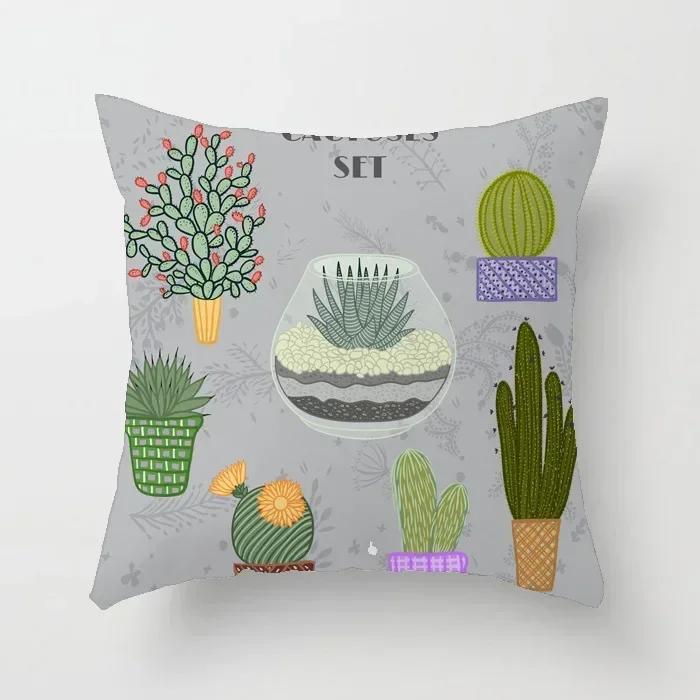 40/45/50cm Cactus Print Throw Pillow Cover Succulent Desert Plant Cushion Cover for Home Sofa Chair Pillow Cover