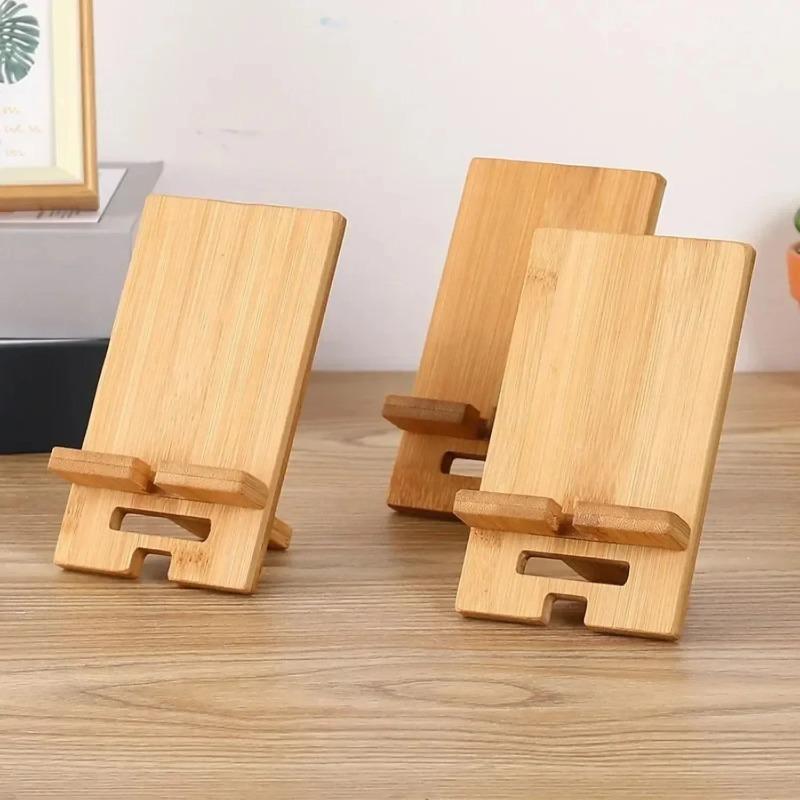 Bambus Handyhalter Ständer Verstellbar Dual-Use Ladehalter für Schreibtisch Umweltfreundlich Stabil & Tragbar Handyhalter
