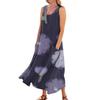 Women's Casual Comfortable Floral Print Sleeveless Cotton Pocket Dress