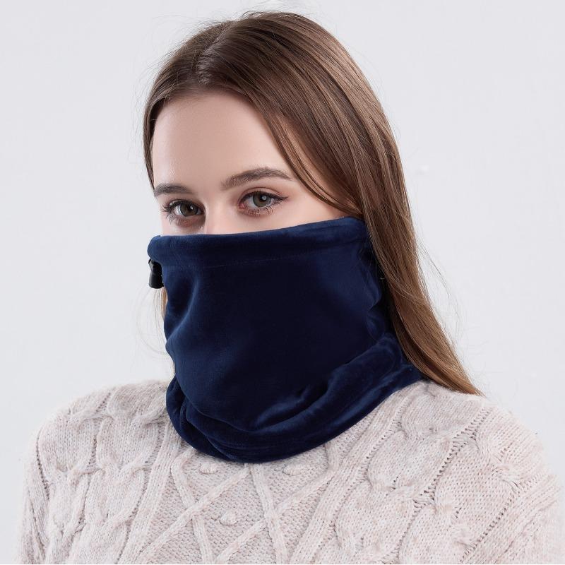 New Winter Neck Cover Girls Riding Protection Versatile Outdoor Cold-proof Scarf Thickened Austrian Velvet Drawstring Scarf