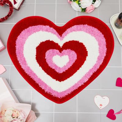 Alfombra de baño del Día de San Valentín, alfombra de baño antideslizante en forma de corazón, lavables suaves, alfombra de ducha con forma de amor, decoración del baño
