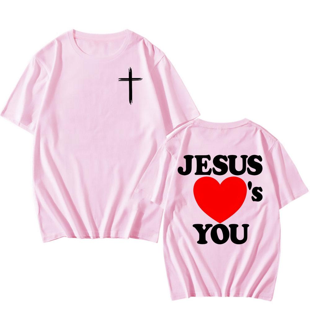 Christian Bible Verse 2025 New Tshirts Jesus Loves You T-shirt Round Neck Summer Cotton T Shirt Men Women Clothing Tee