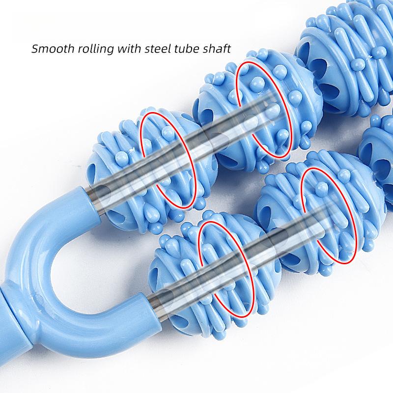 Yoga Double Row 10 Wheels Muscle Massage Stick Waist Shoulder Neck Relaxation Leg Shaping Roller Mace