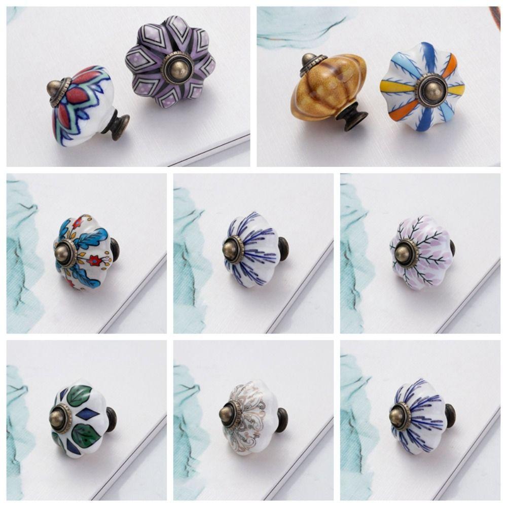 Multiple Colors Vintage Door Handle Single Hole Furniture Knob Durable Pumpkin Handle  Shoe Cabinet