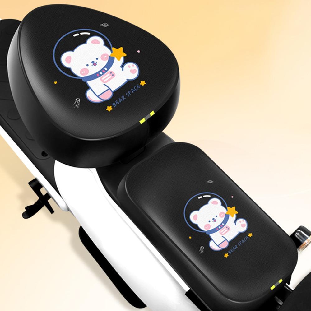 PU Electric Bicycle Seat Cover Cartoon Waterproof Motorcycle Cushion Cover Breathable Sun Protection Scooter Seat Protector