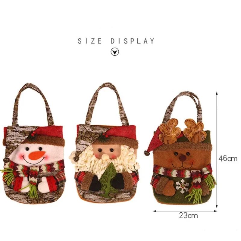 Christmas Gift Bag Tote Bag Santa Claus Pattern Candy Bags Cute Handbag Holiday New Year Xmas Home Decoration Children's Gifts
