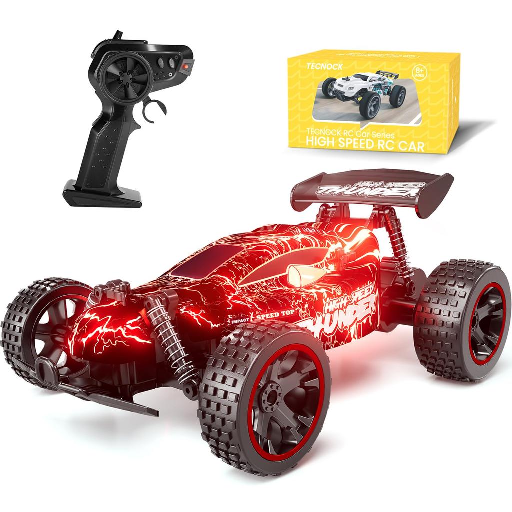 Tecnock RC Car for Kids, Type-C USB Charging, Off-Road Toy Car, 2.4Ghz RC Car, Birthday Gift (Red)