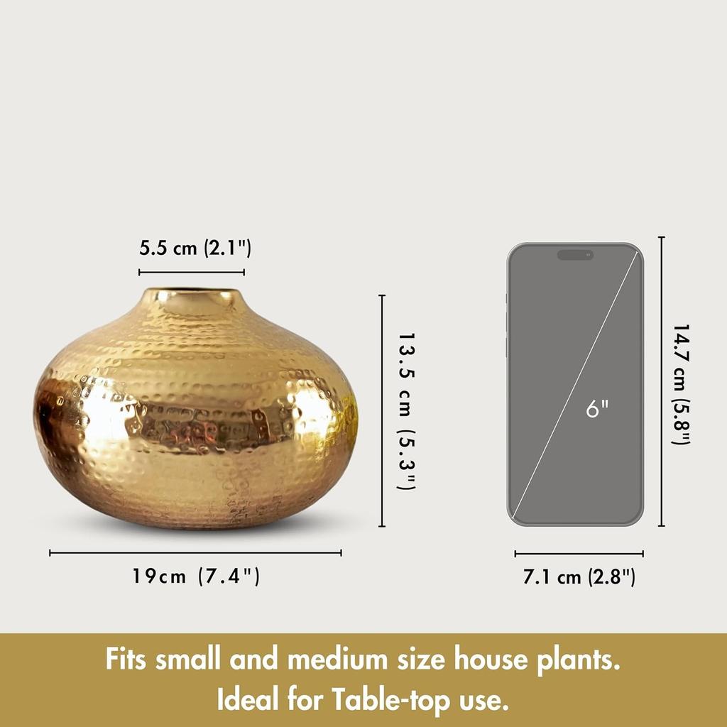 Metal Vase for Flowers, Metal Flower Vase (Gold, Large),  Behoma