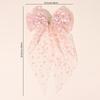 Tulle Large Bow Hair Clip Long Tail Pink Floral Print Elegant Sheer Fabric Hairpin For Women Girl Rustic Accessories Headwear
