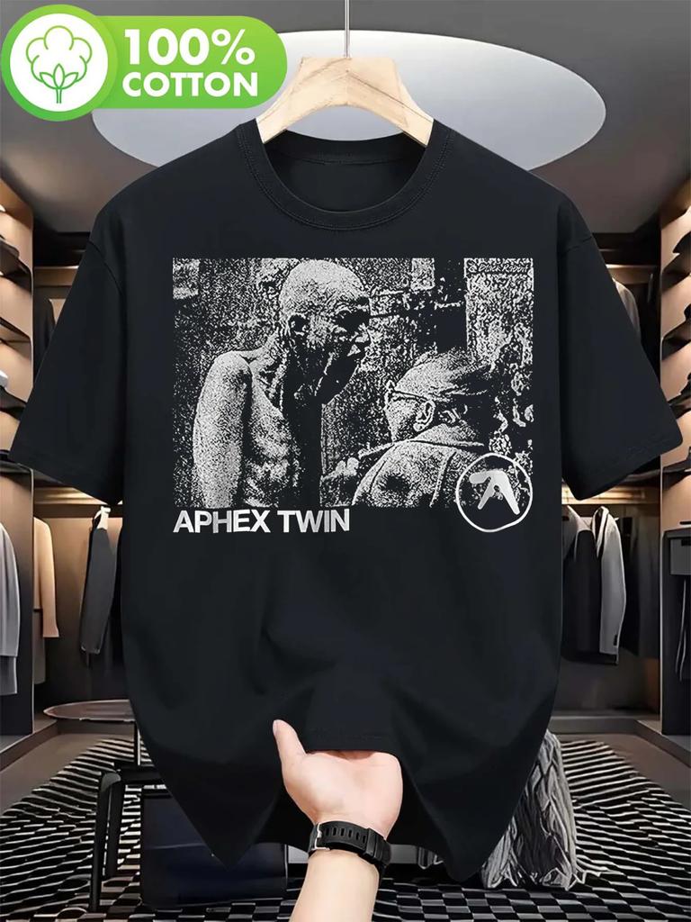 Men's T-shirt with Aphex Twin Logo/classic Poster Pattern for Music Concerts and Daily Casual Wear - Men's Summer Cotton Grap...