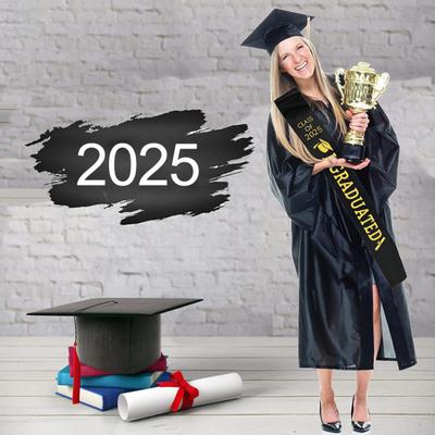Promočná štóla 2025, unisex, pre dospelých, saténová šerpa, stuha pre absolventov ročníka 2025, blahoželanie, opasok s etiketou pre absolventov akademických promócií.