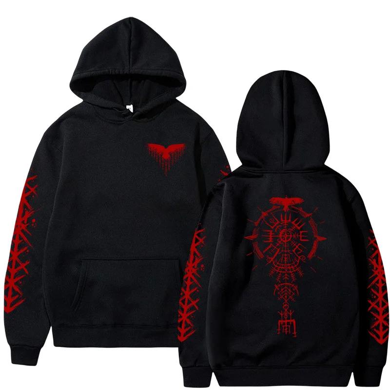 Ancient Viking Raven Print Hoodie Male Daily Casual Fashion Sporty Coats 2025 Autumn New Arrival Men's Sweatshirt High Quality