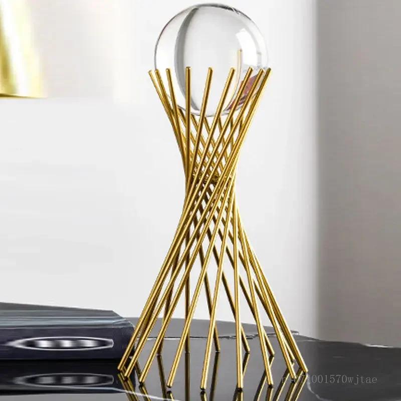 Electroplating Metal Crystal Ball for Home Decor, Creative Geometric Shape, Living Room and Bedroom Decor, Iron Crafts, 1Pc