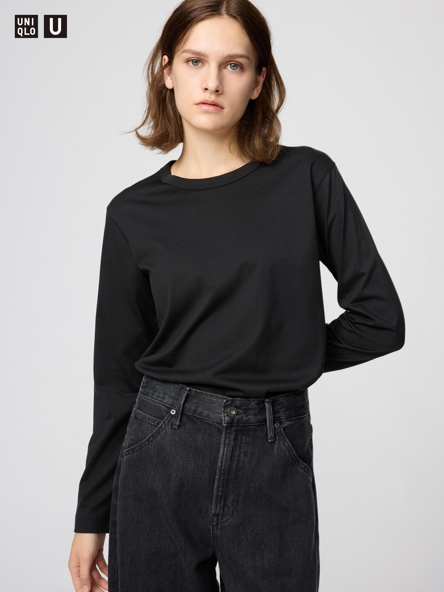 

Uniqlo Supima CoTTon T с длинным рукавом 09 BLACK/WOMEN S