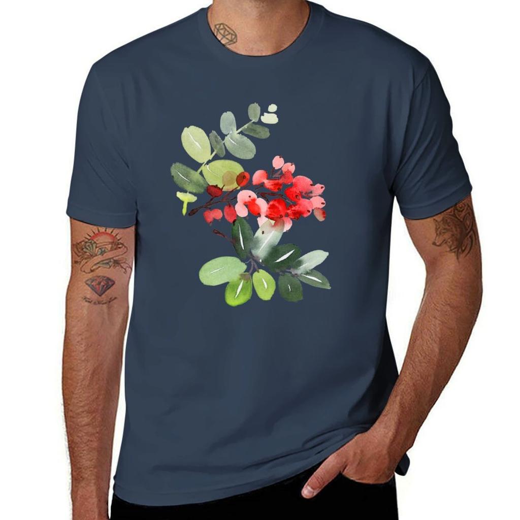 Watercolour Rowan Berries TShirt Work Wear Breathable Tee