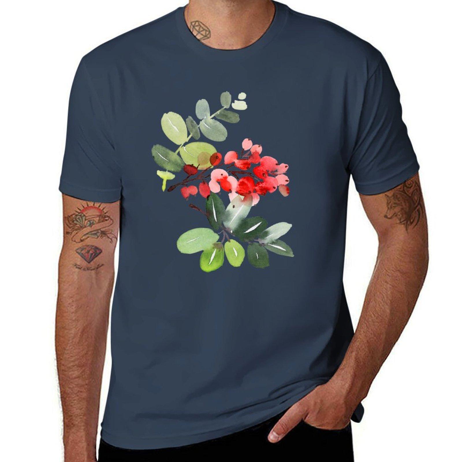 Watercolour Rowan Berries TShirt Work Wear Breathable Tee S