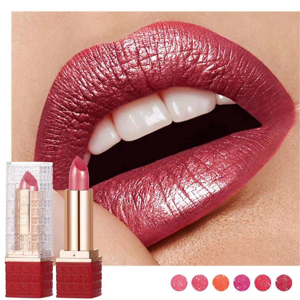 Metallic Lipstick Bright Glossy Velvet Texture Durable Make Your Lips Shiny Waterproof Anti-fouling Glitter Lip Stick Starry Sky