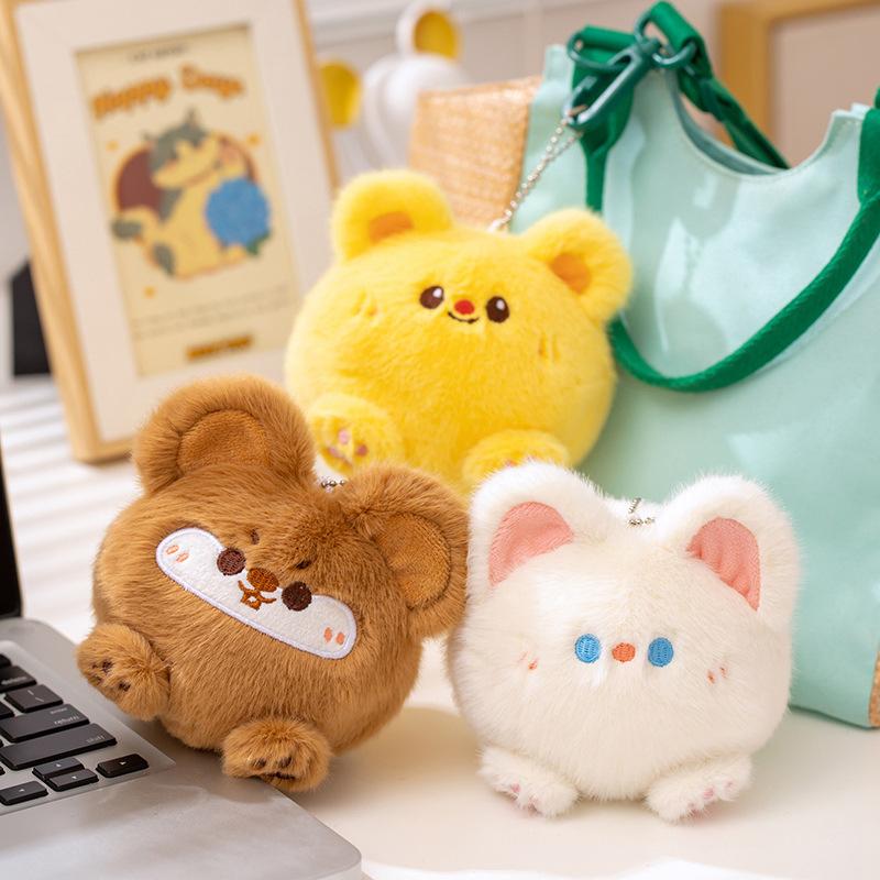 Cute Animal Panda Puppy Decompression Doll Plush Toy Bear Doll Girl Bag Keychain Small Pendant