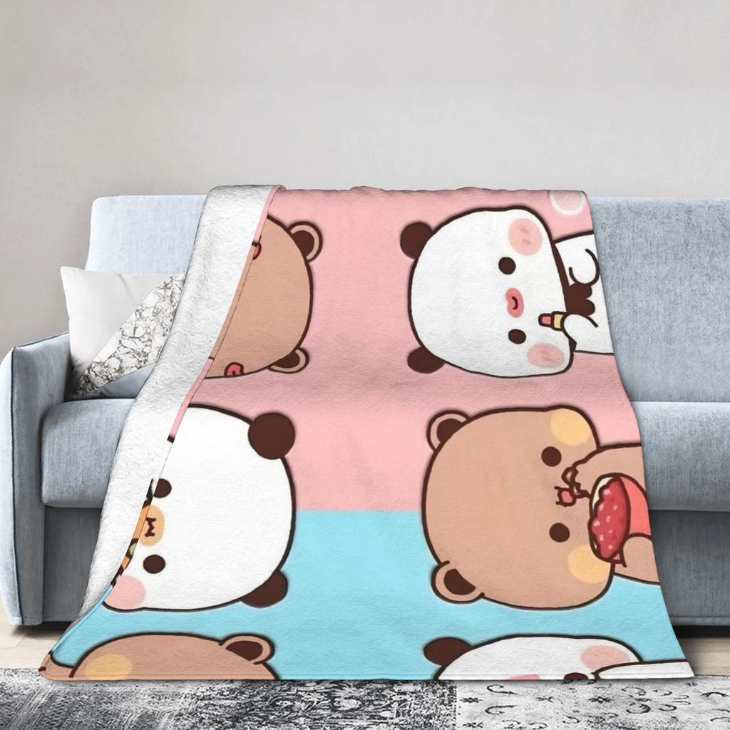 Cartoon Panda Bubu Dudu Blanket Fleece Spring Autumn   Multifunction Warm Throw Blanket for Home Bedroom Plush Thin Quilt