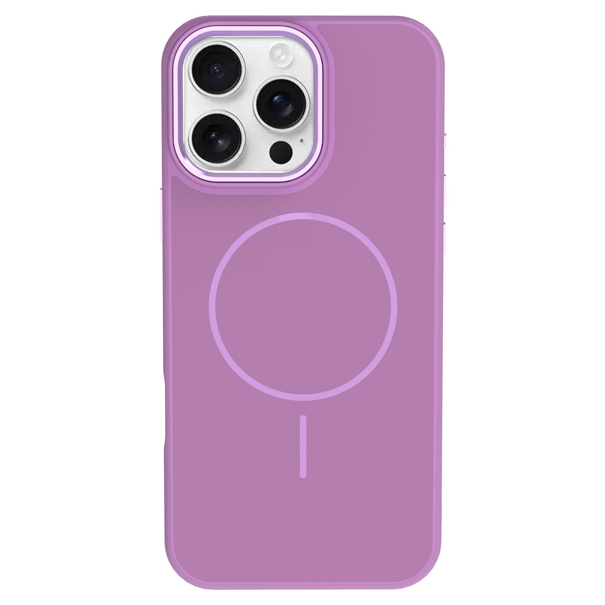 

For iPhone 16 Pro Max Case Compatible with MagSafe TPU+PC Scratch Resistant Phone Back Cover with Metal Accents Purple