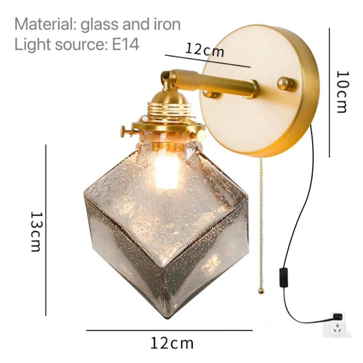 

Роскошный винтажный настенный светильник для коридора, для спальни, прикроватной тумбочки для ресторана, кабинета, стеклянного тянущегося веревочного светильника, регулируемый бра Wall switch-Nature White(