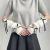 Female Student Kawaii Knitted Arm Cover Sweet And Breathable Lolita Bow Love Half Finger Hand Sleeve Cover