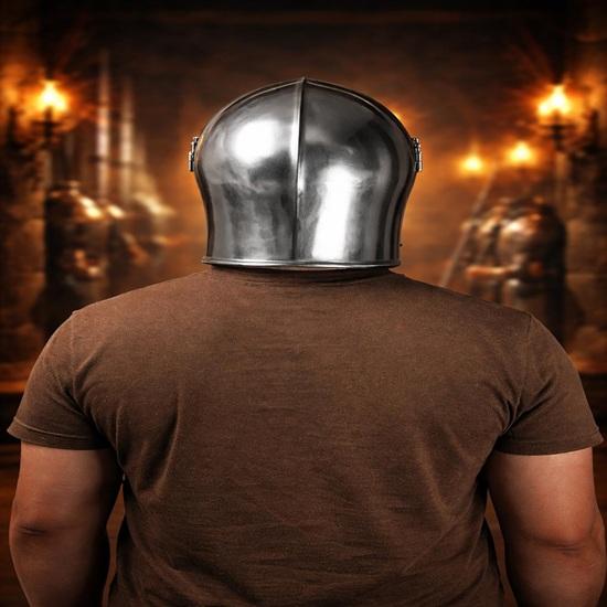 Knight Barbuta Helmet 18 Gauge Steel Medieval Armor with Visor for Reenactment, LARP Halloween